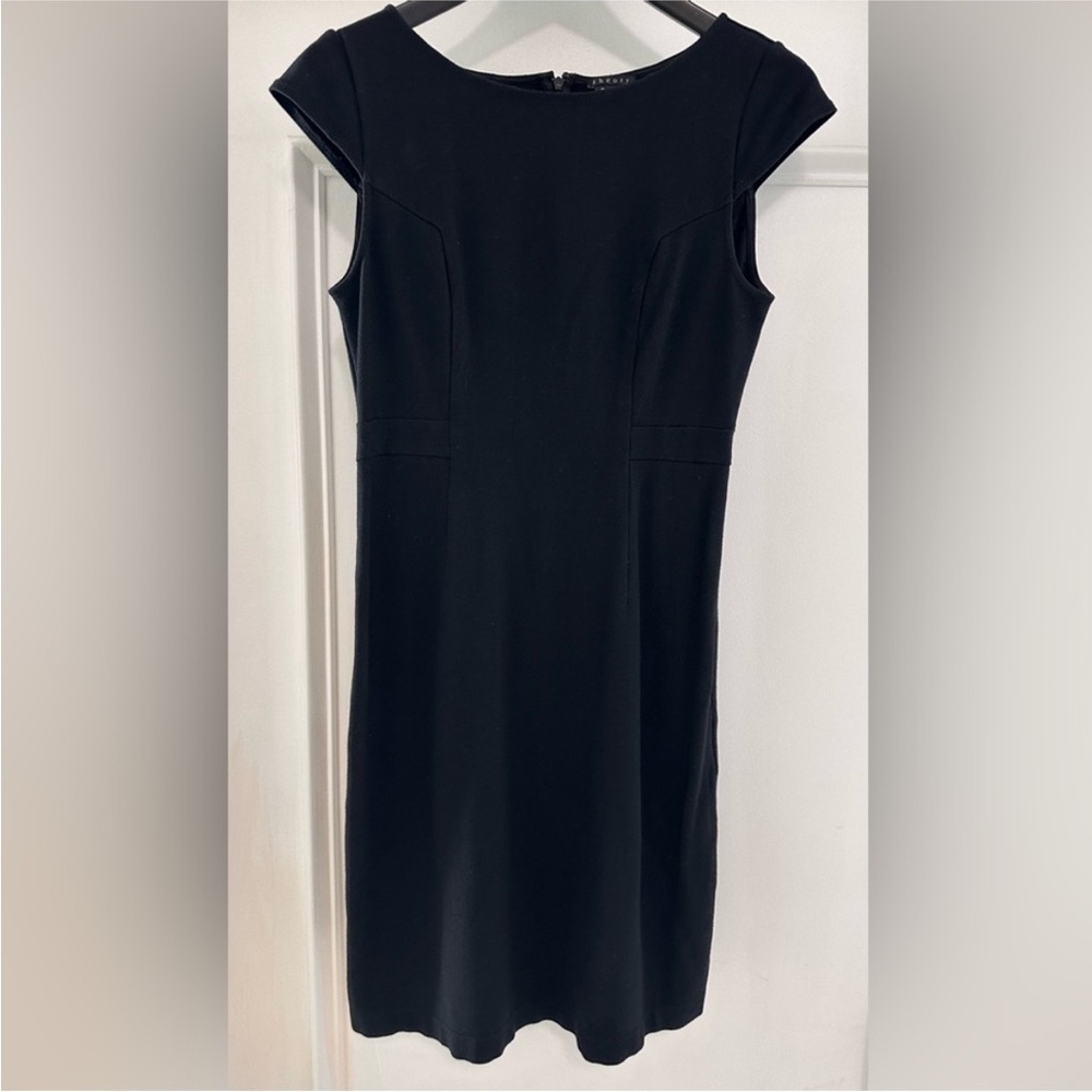 Theory Elegant Black Cap Sleeve Dress Size 8